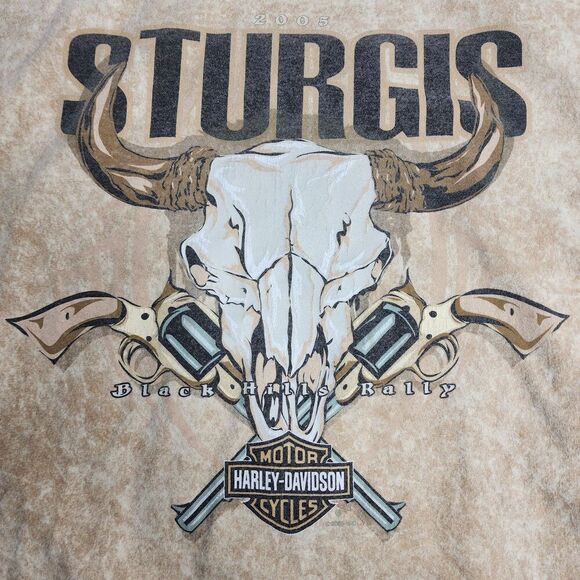 2005 Harley Davidson Shirt Sturgis Black Hills Rally Mineral Wash Skull Size XL - Picture 6 of 8